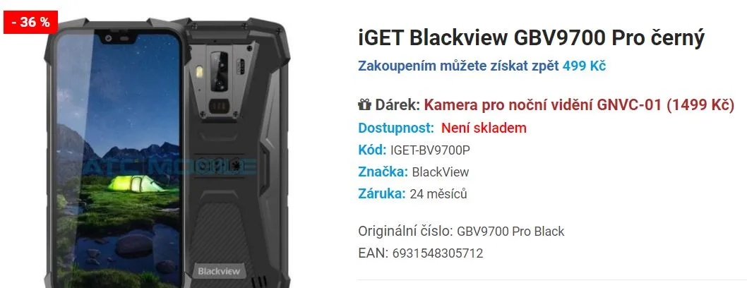 Označení bonusu v detailu produktu Ukázka výše bonusu v detailu produktu