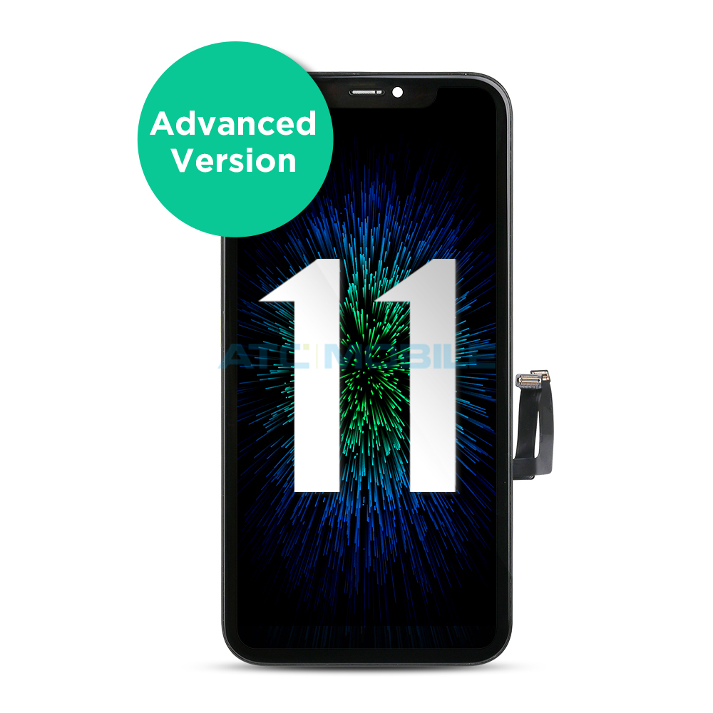 IPH11-LCDOM1_3 iPhone 11 zadní kryt (sklo) s logem, rámem černý včetně držáku SIM a tlačítek, EU verze (OEM)