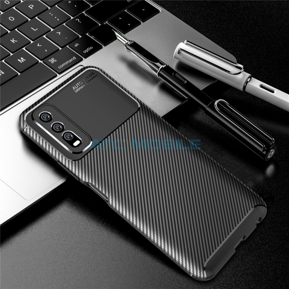 ATC-BCKSP-VIY70SBK Shockproof Carbon Fiber kryt Vivo Y70s modrý
