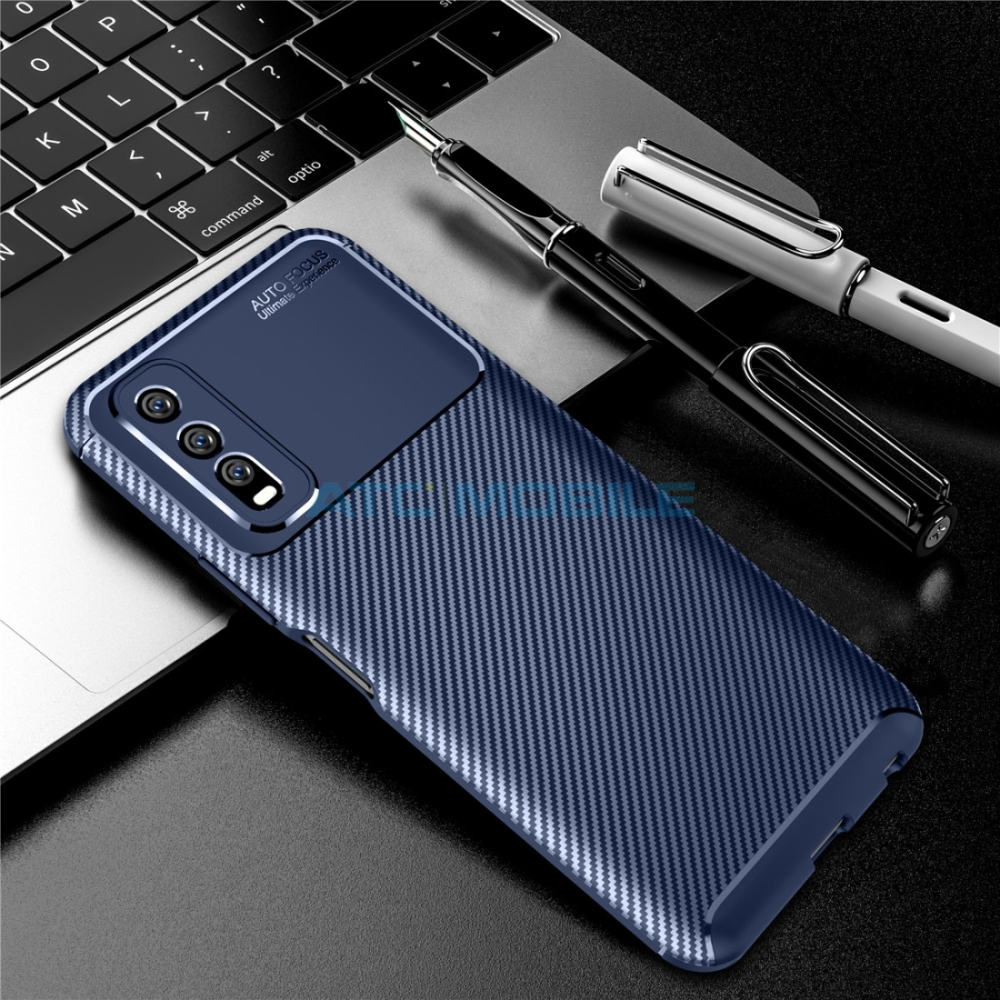 Shockproof Carbon Fiber kryt Vivo Y70s modrý Shockproof Carbon Fiber kryt Vivo Y70s modrý