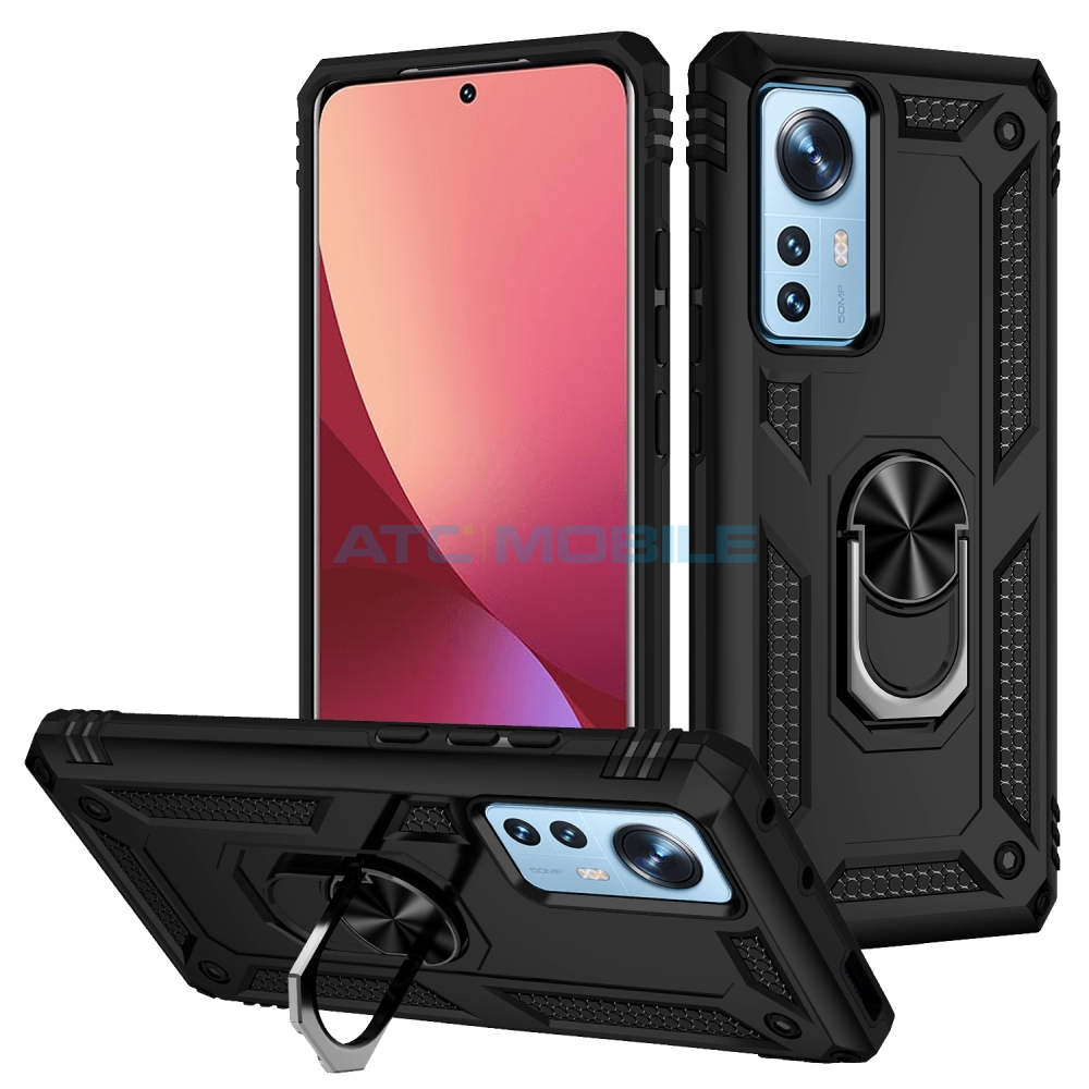 Shockproof kryt Xiaomi 12 Pro černý s kroužkem Shockproof kryt Xiaomi 12 Pro černý s kroužkem