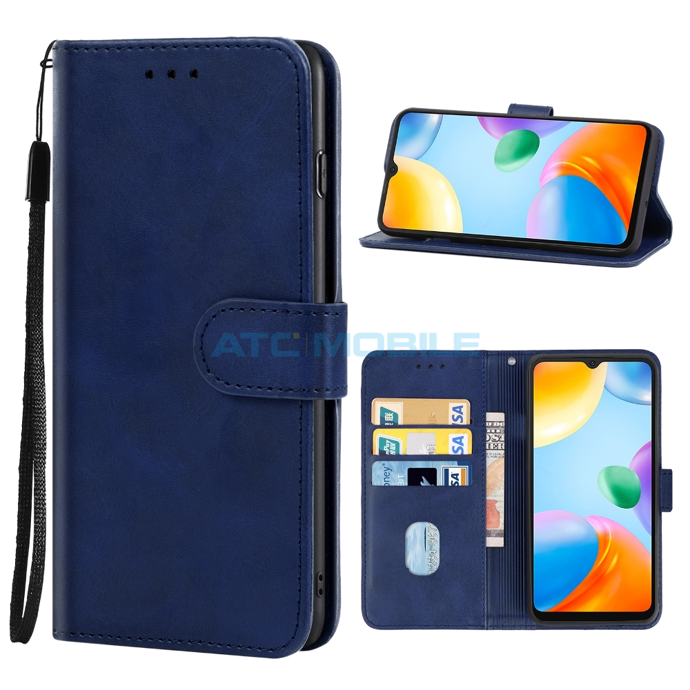 ATC-BOOK-XIAR10CBL Shockproof Carbon Fiber kryt Xiaomi Redmi 10C modrý