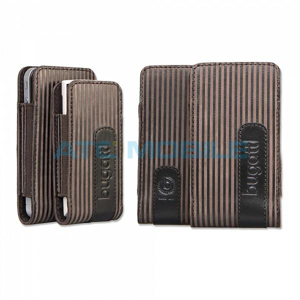 Pouzdro bugatti TWIN kožené, velikost SL (7,2 x 12,6cm) hnědé s proužkem Pouzdro bugatti TWIN kožené, velikost SL (7,2 x 12,6cm) hnědé s proužkem