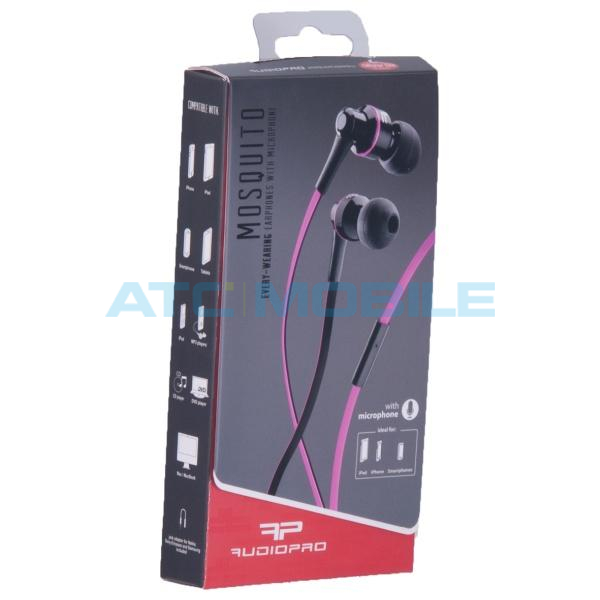 Stereo sluchátka AUDIOPRO Mosquito s mikrofonem, konektor 3,5mm jack, plochý kabel, černo-šedé Stereo sluchátka AUDIOPRO Mosquito s mikrofonem, konektor 3,5mm jack, plochý kabel, černo-šedé