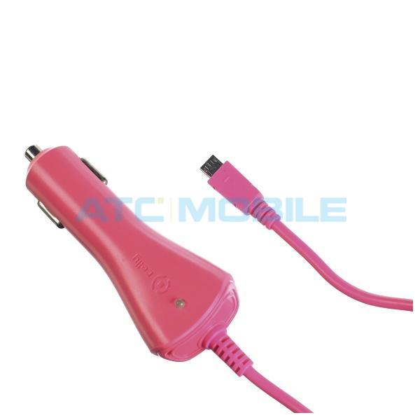 CELLY autonabíječka microUSB (1A) růžová CELLY autonabíječka microUSB (1A) růžová