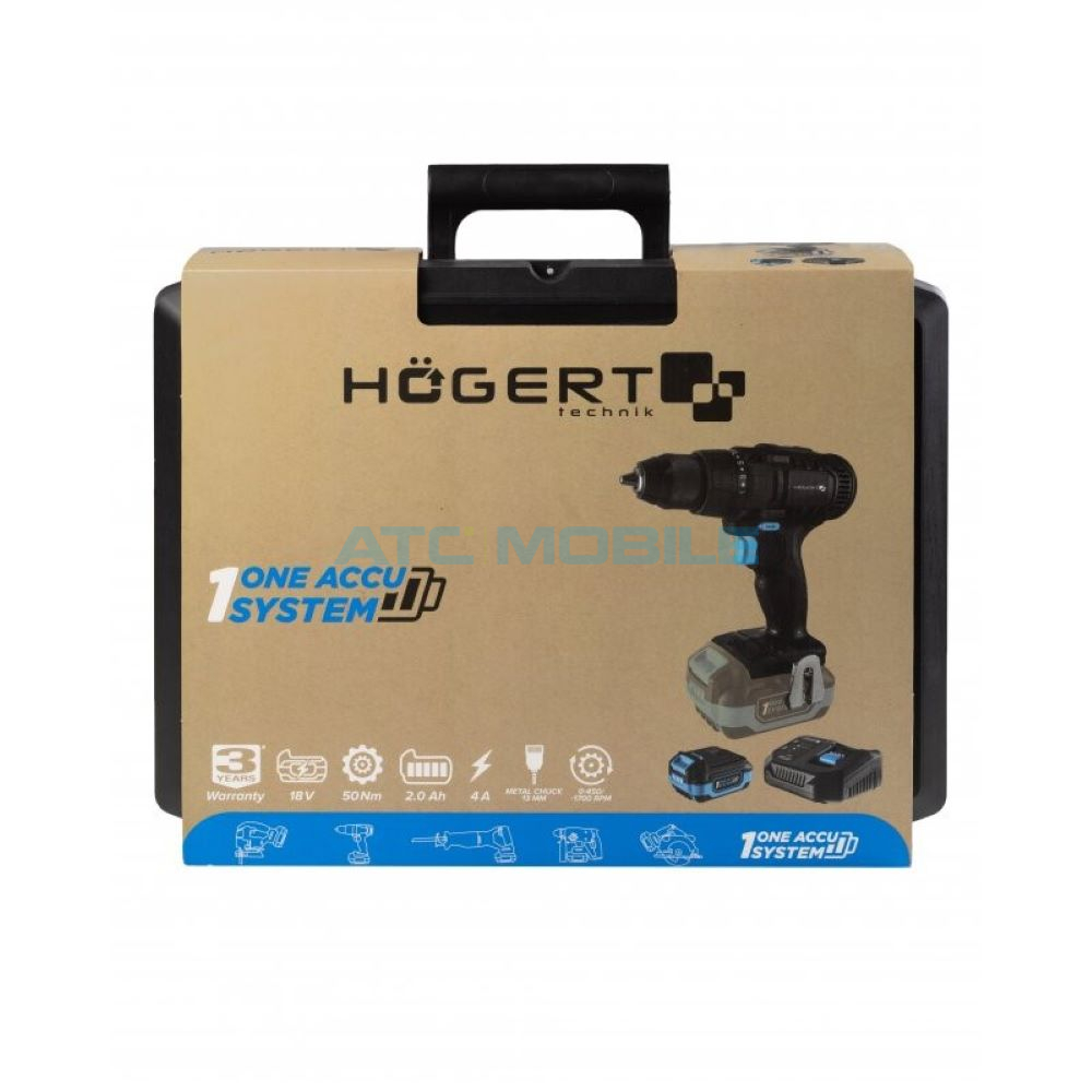 Set aku vrtací šroubovák Högert 18V (HT2E220-0DD) + nabíječka 4A + aku 2 Ah (HT2E239-A20) Set aku vrtací šroubovák Högert 18V (HT2E220-0DD) + nabíječka 4A + aku 2 Ah (HT2E239-A20)