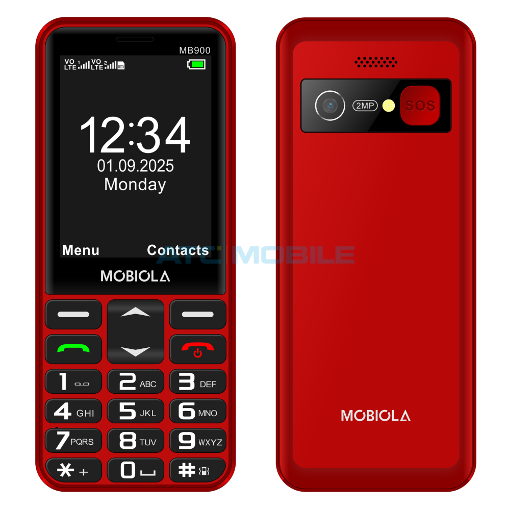 Mobiola MB900 4G Senior červený + stolní nabíječka Mobiola MB900 4G Senior červený + stolní nabíječka