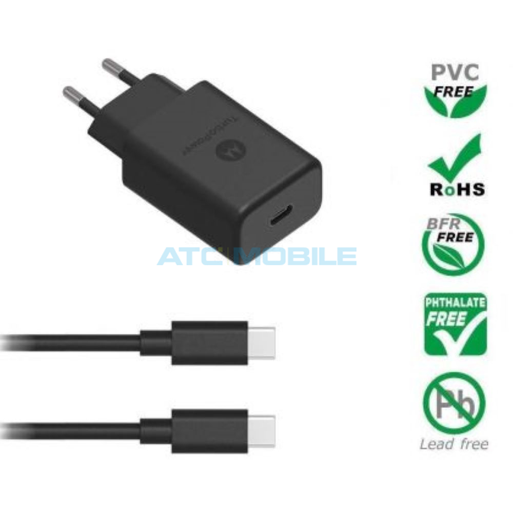 Motorola TurboPower cestovní nabíječka 33W včetně USB-C kabelu, černá Motorola TurboPower cestovní nabíječka 33W včetně USB-C kabelu, černá