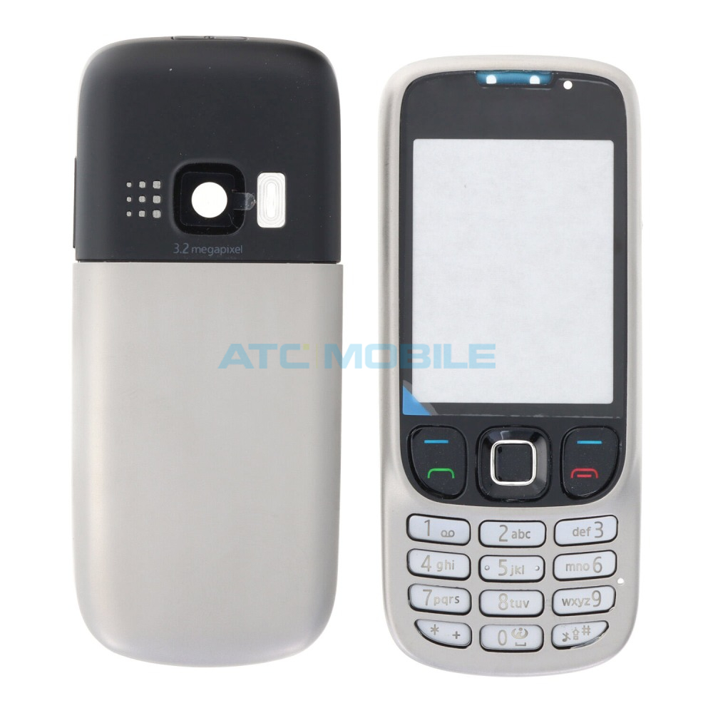 Přední, střední, zadní kryt a klávesnice Nokia 6303 Classic stříbrný (OEM) Přední, střední, zadní kryt a klávesnice Nokia 6303 Classic stříbrný (OEM)