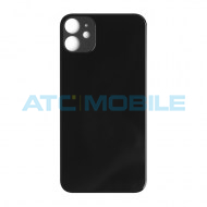 iPhone 11 zadn&iacute; kryt (sklo) čern&yacute; s logem (OEM) - EU, Big Hole