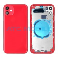 iPhone 11 zadn&iacute; kryt (sklo) s logem, r&aacute;mem červen&yacute; včetně drž&aacute;ku SIM a tlač&iacute;tek, EU verze (OEM)