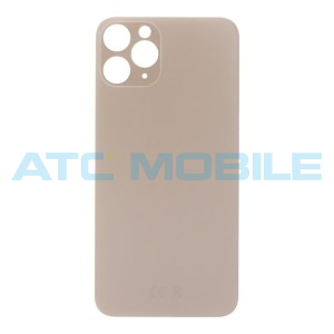 iPhone 11 Pro zadn&iacute; kryt (sklo) zlat&yacute; s logem (Premium) - EU, Big Hole