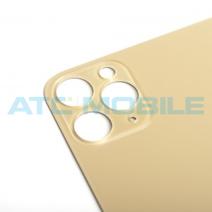iPhone 11 Pro Max zadn&iacute; kryt (sklo) zlat&yacute; s logem (Premium) - EU, Big Hole 