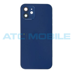 iPhone 12 zadn&iacute; kryt (sklo) s logem, r&aacute;mem modr&yacute; včetně drž&aacute;ku SIM a tlač&iacute;tek, EU verze (OEM) + magn