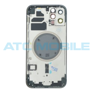 iPhone 12 Pro zadn&iacute; kryt (sklo) s logem, r&aacute;mem modr&yacute; včetně drž&aacute;ku SIM a tlač&iacute;tek, EU verze (OEM) + 