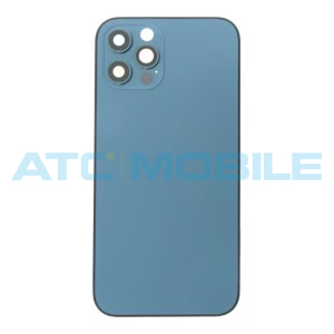 iPhone 12 Pro zadn&iacute; kryt (sklo) s logem, r&aacute;mem modr&yacute; včetně drž&aacute;ku SIM a tlač&iacute;tek, EU verze (OEM) + 