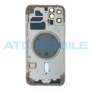 iPhone 12 Pro zadn&iacute; kryt (sklo) s logem, r&aacute;mem zlat&yacute; včetně drž&aacute;ku SIM a tlač&iacute;tek, EU verze (OEM) + 