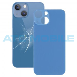 iPhone 13 Mini zadn&iacute; kryt (sklo) modr&yacute; s logem (OEM) - Big Hole