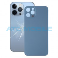 iPhone 13 Pro zadn&iacute; kryt (sklo) modr&yacute; (Peak Blue) s logem (OEM) - Big Hole
