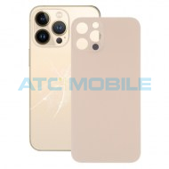iPhone 13 Pro zadn&iacute; kryt (sklo) zlat&yacute; s logem (OEM) - Big Hole