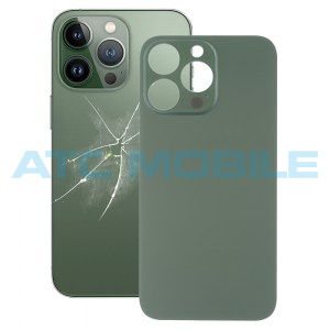 iPhone 13 Pro zadn&iacute; kryt (sklo) zelen&yacute; (Alpine Green) s logem (OEM) - Big Hole