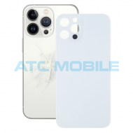 iPhone 13 Pro zadn&iacute; kryt (sklo) stř&iacute;brn&yacute; s logem (OEM) - Big Hole