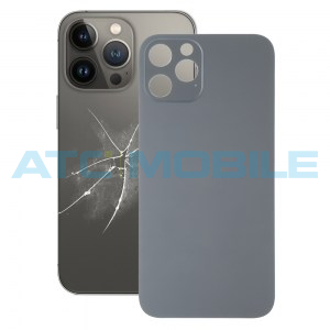 iPhone 13 Pro Max zadn&iacute; kryt (sklo) čern&yacute; s logem (OEM) - Big Hole