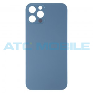 iPhone 13 Pro Max zadn&iacute; kryt (sklo) modr&yacute; (Peak Blue) s logem (Premium) - Big Hole 