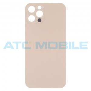 iPhone 13 Pro Max zadn&iacute; kryt (sklo) zlat&yacute; s logem (OEM) - Big Hole