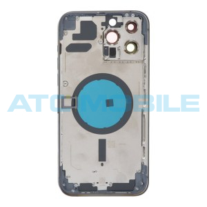 iPhone 13 Pro Max zadn&iacute; kryt (sklo) s logem, r&aacute;mem modr&yacute; včetně drž&aacute;ku SIM a tlač&iacute;tek, EU verze (OEM