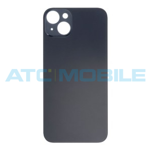 iPhone 14 Plus zadn&iacute; kryt (sklo) čern&yacute; s logem (OEM) - Big Hole
