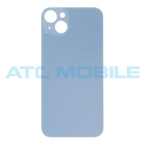 iPhone 14 Plus zadn&iacute; kryt (sklo) modr&yacute; s logem (OEM) - Big Hole