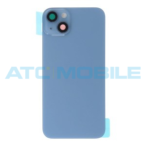 iPhone 14 Plus zadn&iacute; kryt (sklo) s logem, r&aacute;mečkem včetně magnetů, blesku, skl&iacute;ček kamer, modr&yacute; (OEM