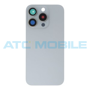 iPhone 15 Pro zadn&iacute; kryt s logem, r&aacute;mem včetně magnetů a skl&iacute;ček kamer b&iacute;l&yacute; - White Titanium (OEM)