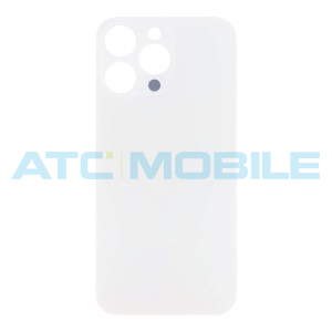 iPhone 15 Pro Max zadn&iacute; kryt (sklo) b&iacute;l&yacute; titan s logem (OEM) - Big Hole