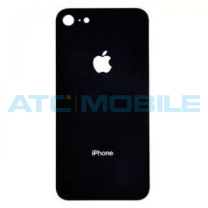 iPhone 8 zadn&iacute; kryt (sklo) čern&yacute; s logem (Premium) - EU, Big Hole
