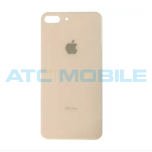 iPhone 8 Plus zadn&iacute; kryt (sklo) zlat&yacute; s logem (Premium) - EU, Big Hole