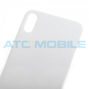 iPhone X zadn&iacute; kryt (sklo) b&iacute;l&yacute; s logem (Premium) - EU, Big Hole