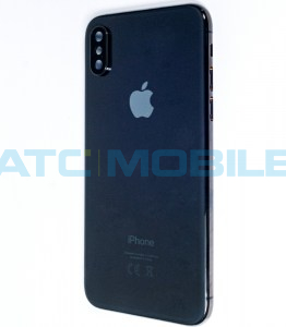 iPhone X zadn&iacute; kryt (sklo) s logem, r&aacute;mem čern&yacute; včetně drž&aacute;ku SIM a tlač&iacute;tek, EU verze