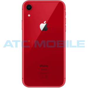 iPhone Xr zadn&iacute; kryt (sklo) červen&yacute; s logem (OEM) - EU, Big Hole