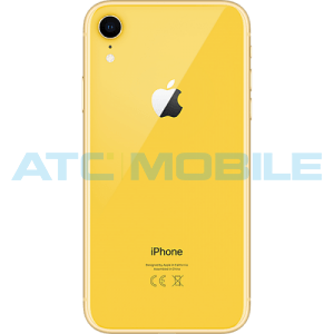 iPhone Xr zadn&iacute; kryt (sklo) žlut&yacute; s logem (Premium) - EU, Big Hole