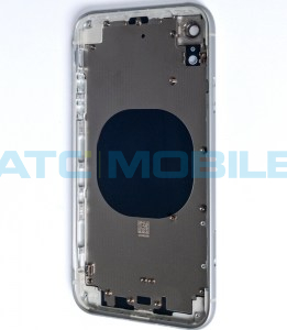 iPhone Xr zadn&iacute; kryt (sklo) s logem, r&aacute;mem b&iacute;l&yacute; včetně drž&aacute;ku SIM a tlač&iacute;tek, EU verze