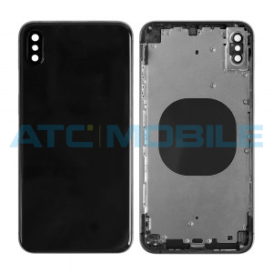 iPhone Xs Max zadn&iacute; kryt (sklo) s logem, r&aacute;mem čern&yacute; včetně drž&aacute;ku SIM a tlač&iacute;tek, EU verze