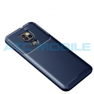 Shockproof Carbon Fiber kryt Motorola Moto G9 Play modr&yacute;