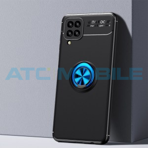 Shockproof kryt Samsung Galaxy A12 (SM-A125, SM-A127) čern&yacute;/modr&yacute; s kroužkem