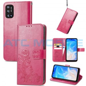 Pouzdro Book Doogee N40 Pro Four-leaf Texture otev&iacute;rac&iacute; magenta