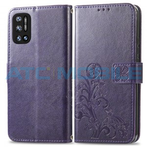 Pouzdro Book Doogee N40 Pro Four-leaf Texture otev&iacute;rac&iacute; fialov&eacute;