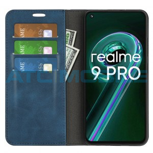 Pouzdro Magnetic Book Realme 9 Pro (RMX3472) Retro-Skin otev&iacute;rac&iacute; modr&eacute;