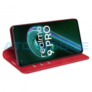 Pouzdro Magnetic Book Realme 9 Pro (RMX3472) Retro-Skin otev&iacute;rac&iacute; červen&eacute;