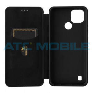 Pouzdro Magnetic Case Realme C21 Carbon Fiber čern&eacute;